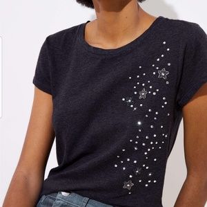 LOFT beaded stars tee size small
